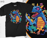 Dinosaur T-shirt Blue Toy T-Rex Autism Awareness Day Colourful Gift Top